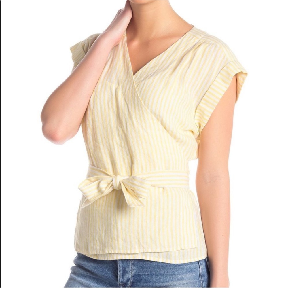 Frame Denim Wrap Linen Top in Golden Haze